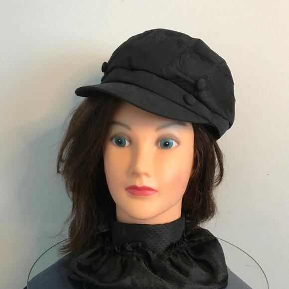 Womens Lieutenant Hat Black with Buttons Med - Picture 1 of 4